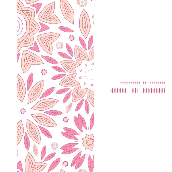 Vector Pink Abstract Flowers Vertical Frame Seamless Pattern Background — Stock Vector