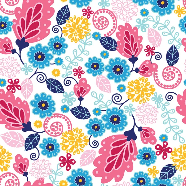 Fairytale Flowers Seamless Pattern Background — Stock Vector