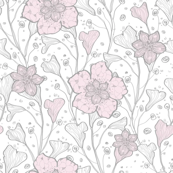 Vector magical lace flowers seamless pattern background — Stock Vector