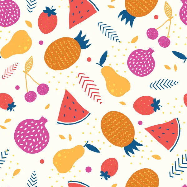 Vecteur coloré savoureux fruits sans couture motif fond — Image vectorielle