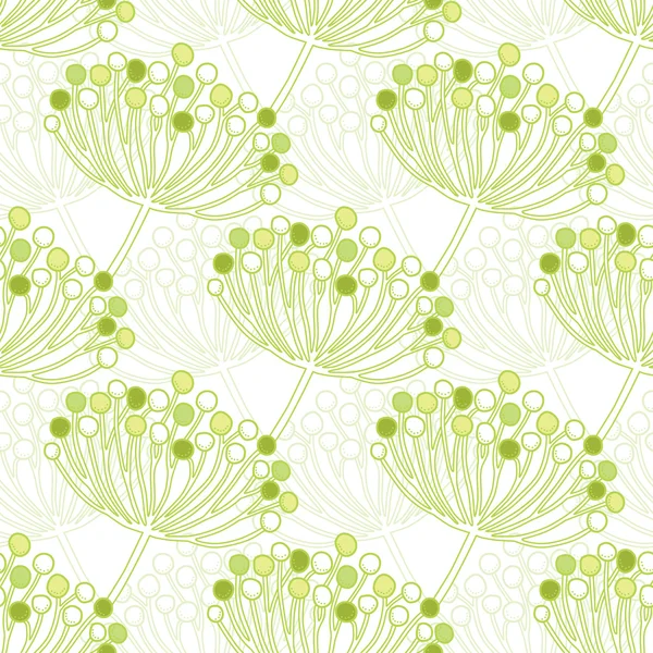 緑色の泡植物幾何学的シームレス パターンのベクトルの背景 — ストックベクタ