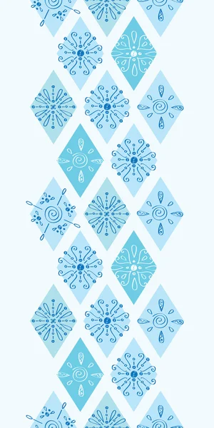 Vector abstrato azul doodle losango vertical borda sem costura padrão fundo — Vetor de Stock