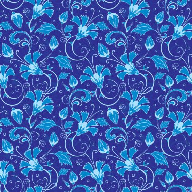 vektör koyu mavi Türk çiçek Dikişsiz desen arka plan