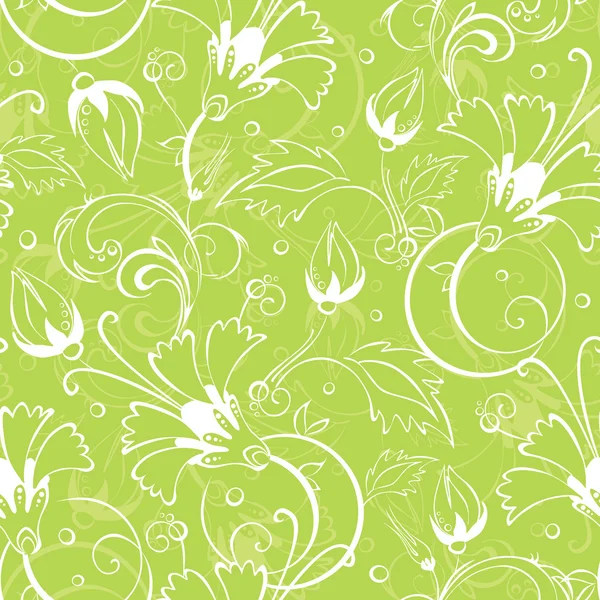 Vector bright green floral seamless pattern background — Stock Vector