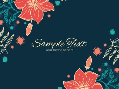 Davetiye şablon vektör canlı tropikal hibiscus çiçek yatay Çift Kişilik köşe karkasını