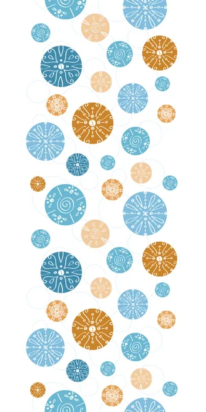 Vector abstract blue brown vintage circles back vertical border seamless pattern background — Stock Vector