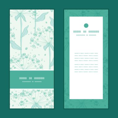 Vektör yaz hat sanat dandelions dikey çerçeve desen davetiye tebrik kartları ayarla