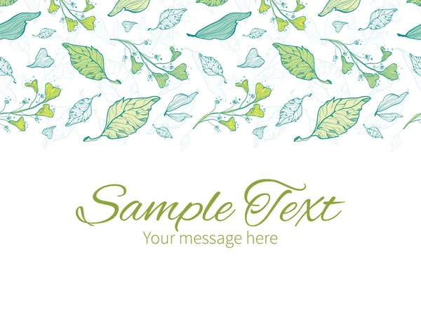 Vector lineart spring leaves horizontal border greeting card invitation template — Stock Vector