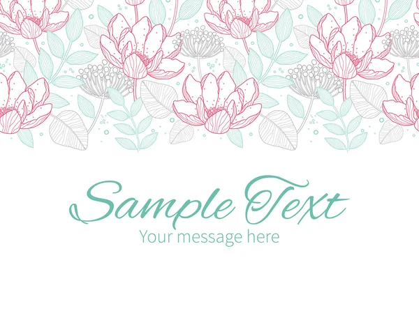 Vector modern line art florals horizontal border greeting card invitation template — Stock Vector