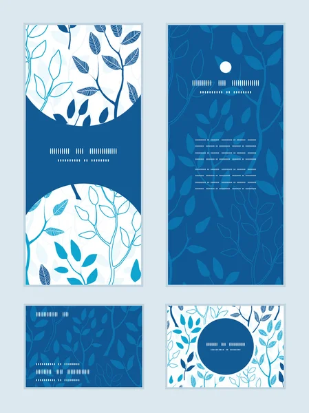 Vector azul bosque vertical marco patrón invitación saludo, RSVP y tarjetas de agradecimiento conjunto — Vector de stock