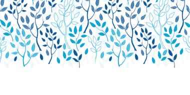 Vektör mavi orman yatay kenarlık Dikişsiz desen arka plan