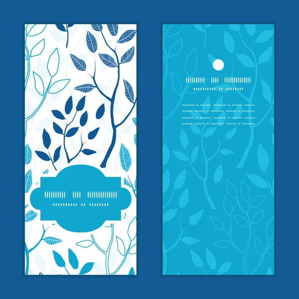 Vector blue forest vertical frame pattern invitation greeting cards set — Stock Vector