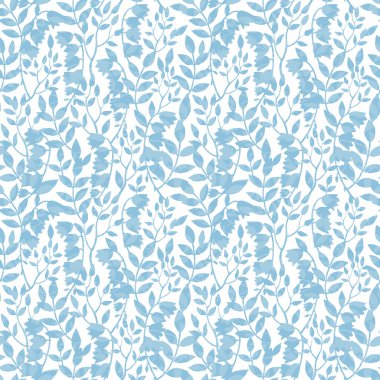 Vektör mavi çiçek gölgeler Seamless Modeli