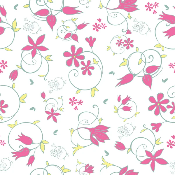 ベクトル春花の渦巻きのシームレスなパターン — ストックベクタ