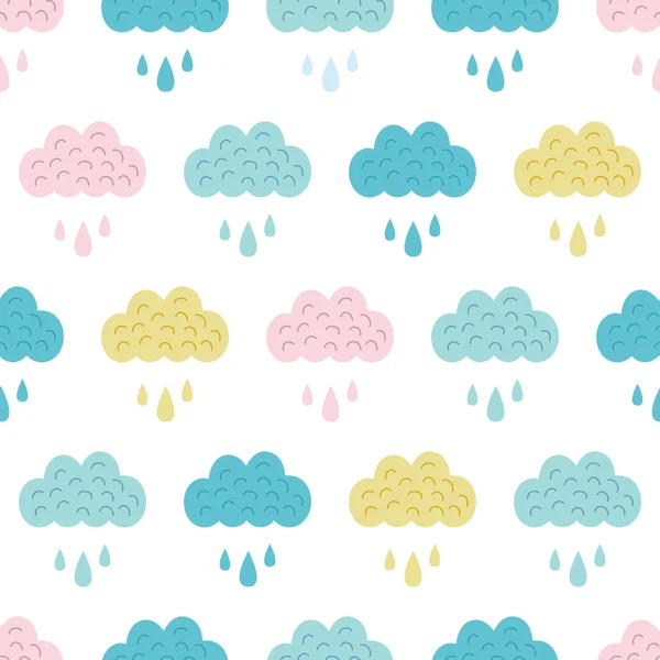 Diversión vectorial nubes coloridas patrón sin costura — Vector de stock