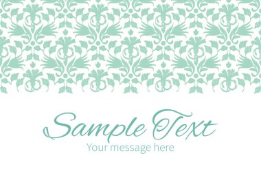 Vector abstract green ikat horizontal border greeting card invitation template