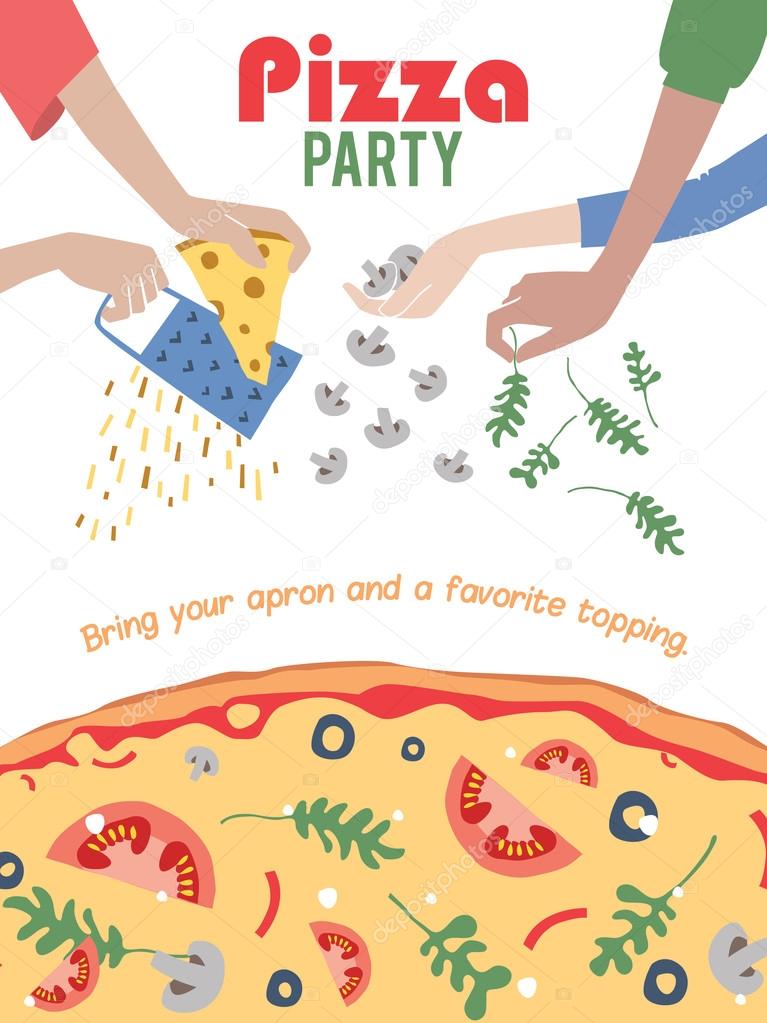 vector pizza party invitation poster flyer dinner social event