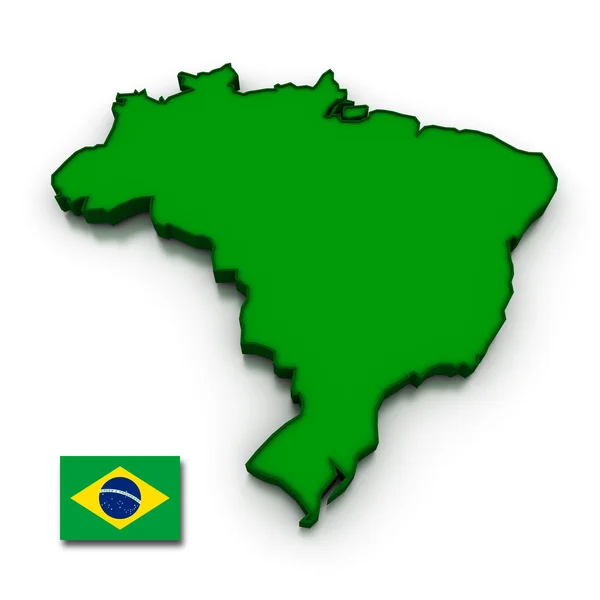 Brasil mapa y bandera — Foto de Stock