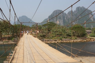 Zincir köprü, Vang Vieng, Laos, Asya