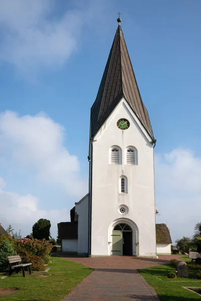 Vieille Église Nebel Contre Ciel Bleu Amrum Allemagne — Photo