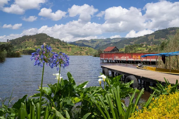 Panoramiczny Obraz Jeziora Bunyonyi Uganda Afryka — Zdjęcie stockowe