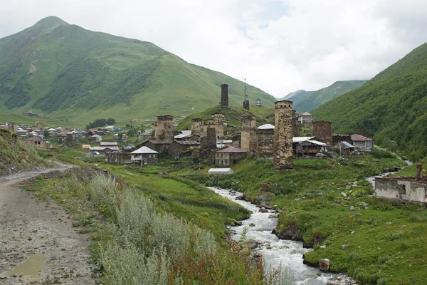 Ushguli Swanetia Gürcistan Avrupa Nın Panorama — Stok fotoğraf