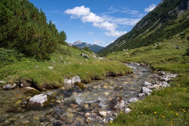 Lech, Arlberg, Avusturya yakınlarındaki Tirol dağlarının panoramik görüntüsü