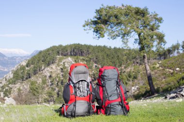 Ormanın ortasında, kamp çadır içinde--dan ateş.