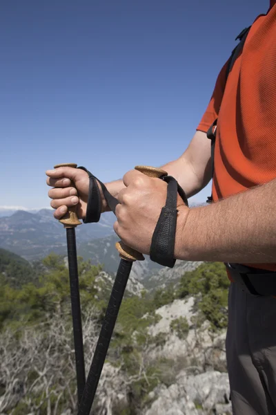 Trekking and nordic walking in the Dolomite. — Stock Photo, Image