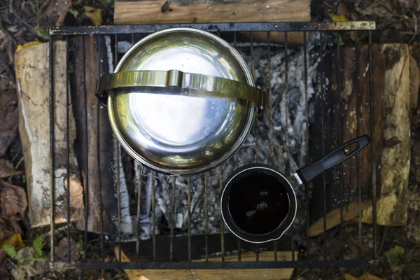 Camping cocina desayuno . — Foto de Stock