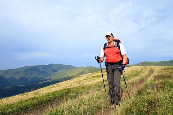 Summer hiking in the mountains.