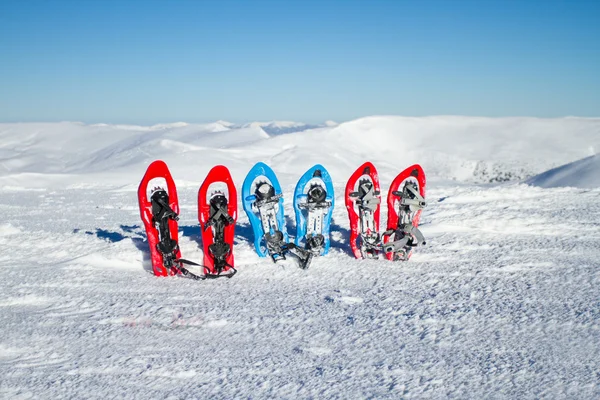 Snowshoeing. Snowshoes in the snow. — Stock Photo, Image