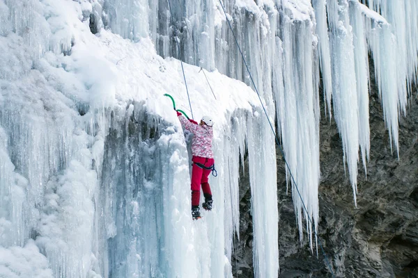 Arrampicata su ghiaccio nel Caucaso settentrionale . — Foto Stock