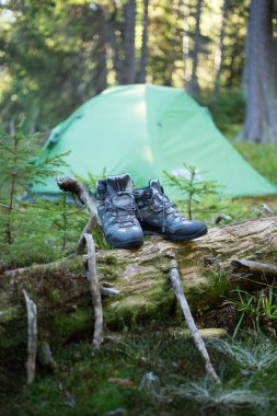 Sweden.Camping İsveç'in vahşi doğada vahşi doğada kamp.