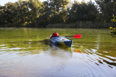 Tropikal sahilde renkli kanolar.