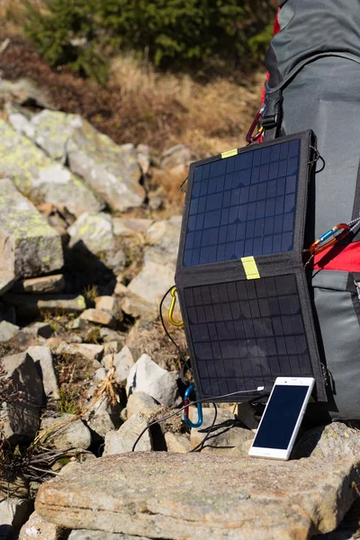 Solar panel.The solar panel attached to the tent. — Stock Photo, Image