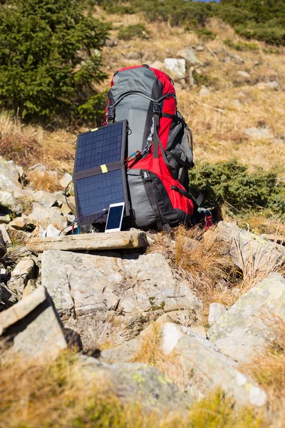 Solar panel.The solar panel attached to the tent. — Stock Photo, Image