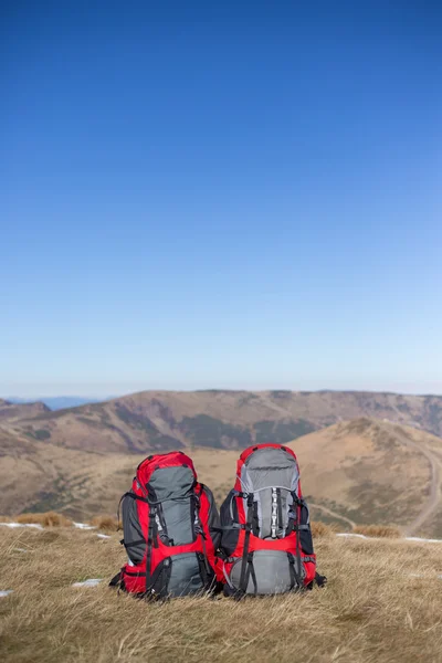 Camping element / utrustning på toppen av berget. — Stockfoto