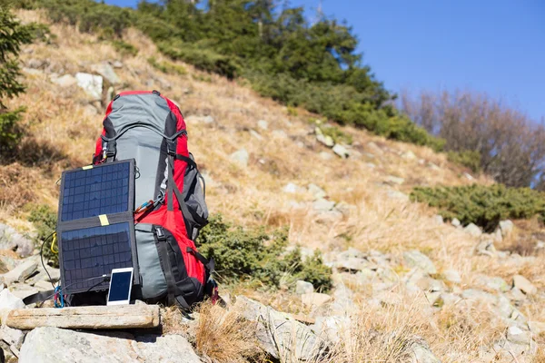 The solar panel attached to the tent. — Stock Photo, Image