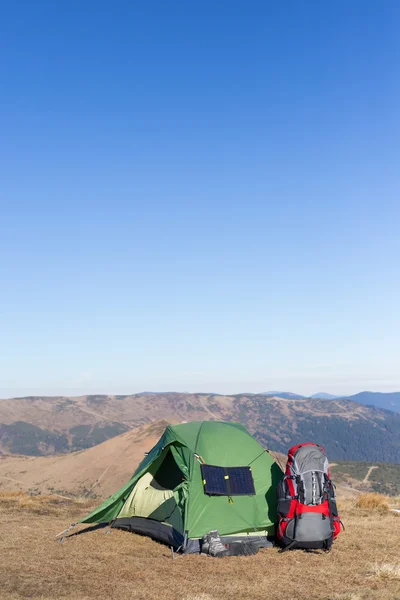 The solar panel attached to the tent. — Stock Photo, Image