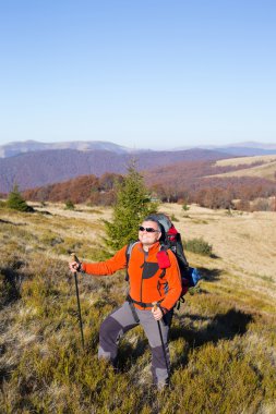Yaz yürüyüşü dağlarda.