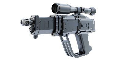 3D Hayali yarı otomatik tabanca tabancası, 3D illüstrasyon