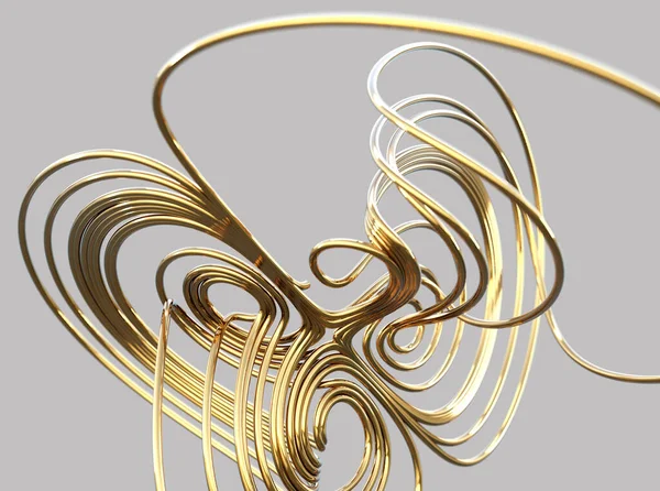 Gold Wire Mathematical Knot Gray Background Illustration Royalty Free Stock Images