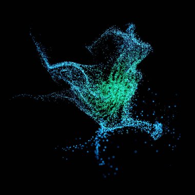 Siyah arka planda parlayan noktalar bulutu gibi 3D yıldız, 3D illüstrasyon