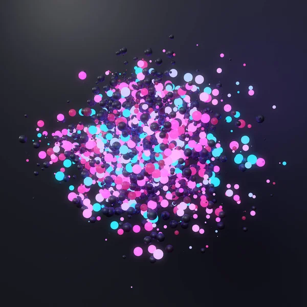 暗い背景に輝く球体の3Dピンクと青の雲 3Dイラスト ロイヤリティフリーのストック画像