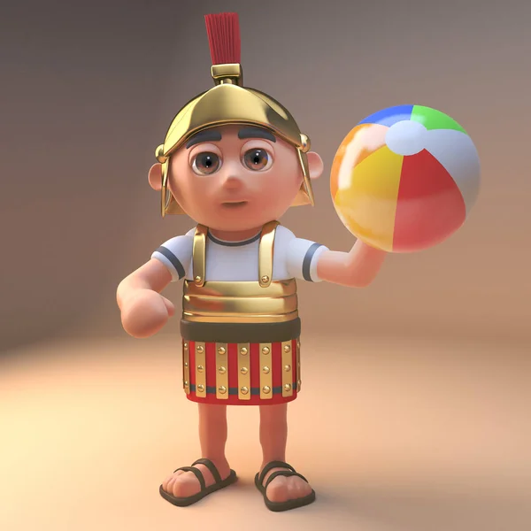 Roman Centurion Soldier Armour Holding Beachball Illustration Stock Image