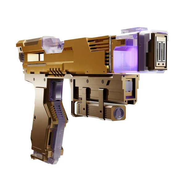 Science Fiction Futuristic Metallic Laser Weapon Blaster Pistol Illustration Stock Picture