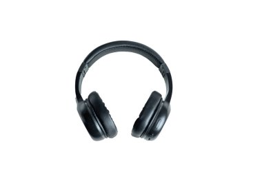 Siyah kablosuz kulaklıklar beyazda izole edildi