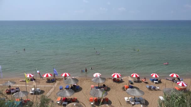 Greece Lefkada Beach with Blue Waves Crashes on Seashore, Seascape Cliffs View with Turquoise Water in Summer Vacation — 비디오