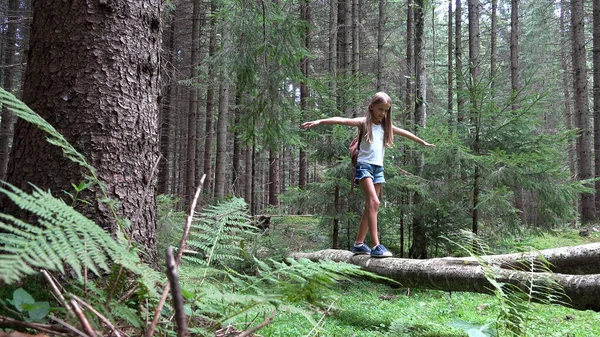 Copil Pădure Mers Jos Jurnal Copaci Copil Joc Drumeții Parc fotografii de stoc fără drepturi de autor